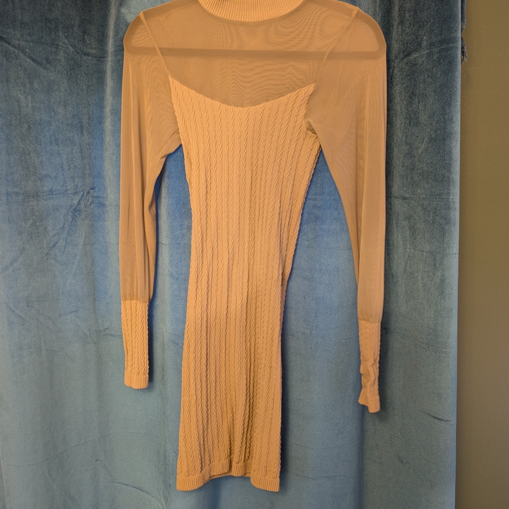 Free People Tan Long Sleeve Dress